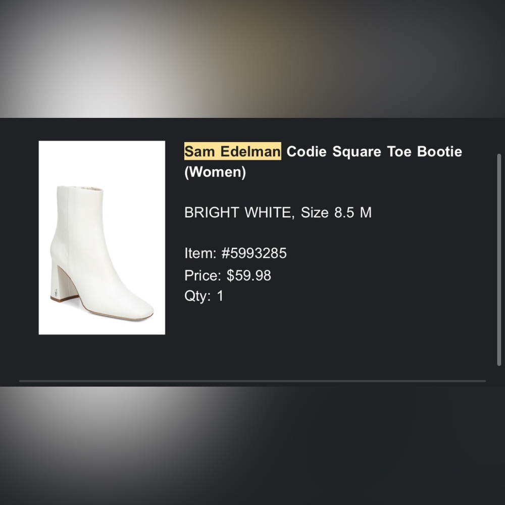 Sam Edelman Codie Square Toe Bootie In Bright Whi… - image 5